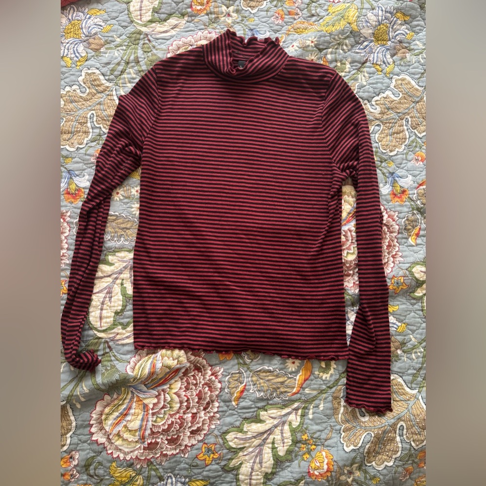 Red and black striped turtleneck